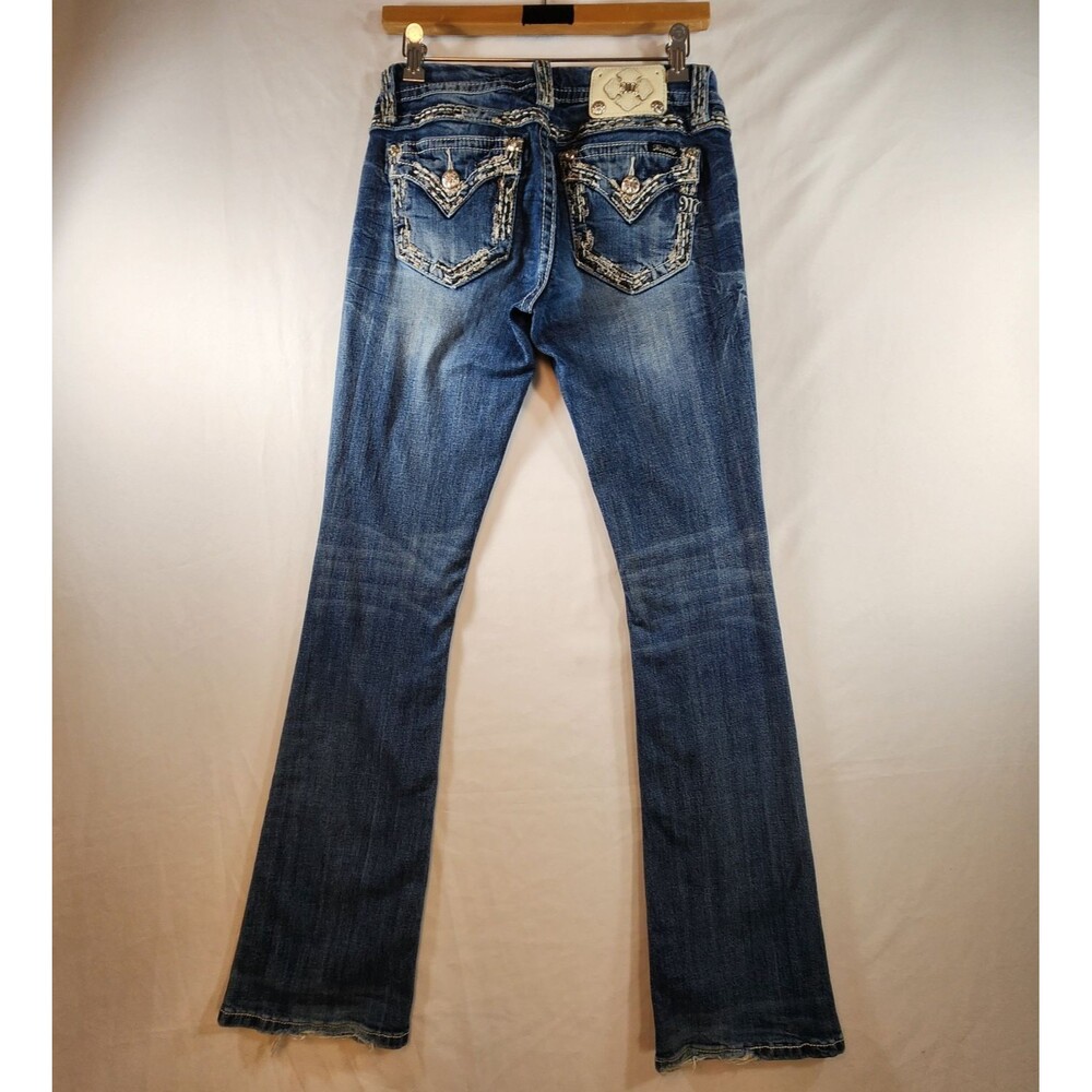 Miss Me Jeans Signature Boot Size 28 Low Rise Embellished Thick Stitch Y2K - Picture 4 of 16